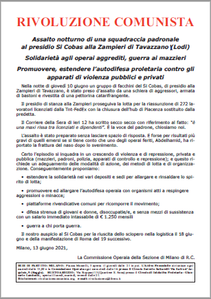 Assalto notturno al pcchetto SiCobas